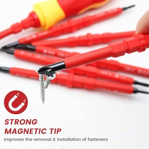Aasons Screwdriver Set 7 Pieces Insulated Screwdriver Handle Set 14 In 1 Multifunctional Interchangeable Two Way Compact Magnetic Electrician Maintenance Tool Kit With Tester & Rotating Handle