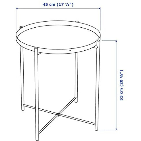 Ikea Gladom Alloy Steel Tray Table (Black , 45X53 Cm/17 1/2X20 5/8")