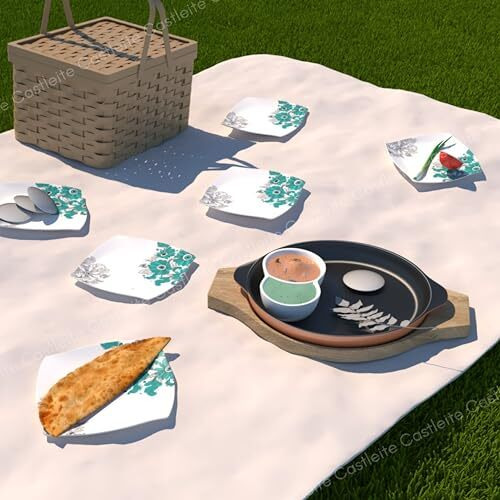 Castleite Marvella Melamine Quarter Plates Set Of 6 For Serving - Size - 8', Edgy Square, Unique Design, Break Resistant For Home, Kitchen, Restaurant, Party - Dishwasher Safe (Lazuli Dream)