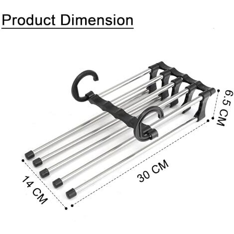Zureni 5 In 1 Foldable Hanger Wardrobe Magic Storage Organizer For Multi-Layer Multi Purpose Cloth Pant Hanging With 10 Rod (Random, Pack Of 1, Pvc)