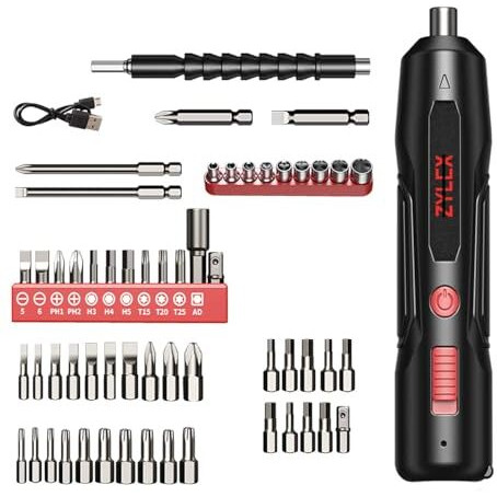 Zylex Screwdriver Set With 50 Bits Comprehensive Screw Driver Kit For Home And Professional Use | 3.6-4.2V Rechargeable Battery | 360 Rpm Speed | 5 Nm. Torque Tools Box Kit Electric Screw Driver