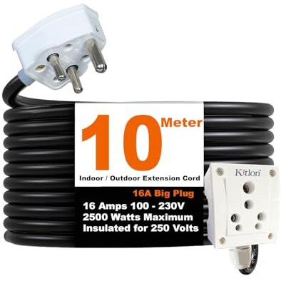 Kitlon Extension Board 10 Meter Cable For Home And Office Heavy Appliances I 16A Extension Board I 10 Meter Extension Cord