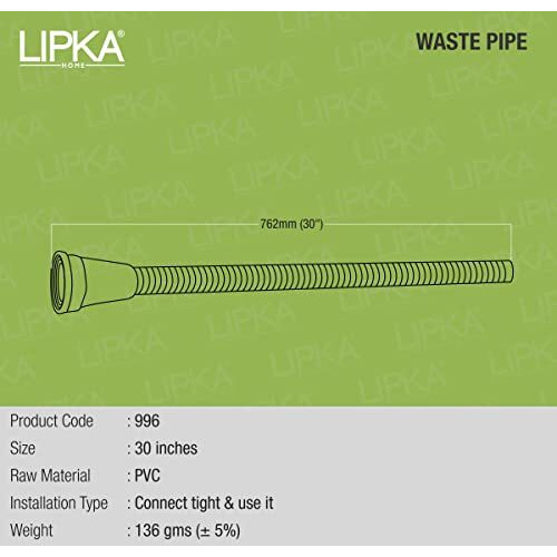 Lipka Pack Of 2 Waste Pipe - Super Flow For Kitchen Sinks| Pvc | 30 Inches
