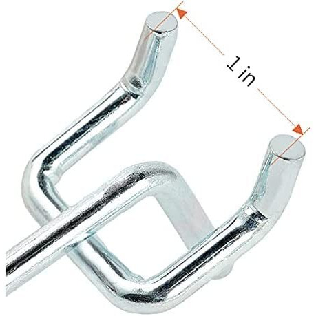 Q1 Beads 12 Pack 6" Heavy Duty Pegboard Hooks Kit Peg Hooks For 1 Spaced Pegboards, Utility Hooks For Wall Organizing In Home Or Garage (Chrome, 6 Inch, 12 Pcs)