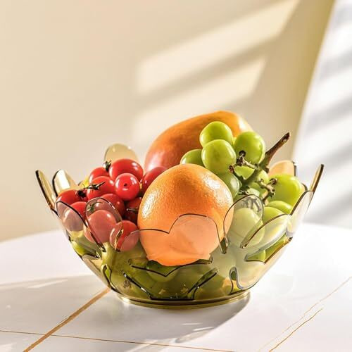 Sajani Transparent Petal Shaped Fruit Basket, Creative Flower Cutout Fruit Bowl, Decorative Fruit Tray For Vegetables, Snacks, Bread, Fruits, And Candy (Multicolor) (Pack Of 1) (Fruit Basket)