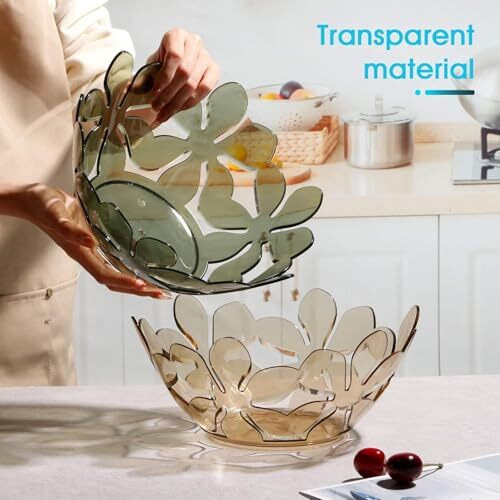 Sajani Transparent Petal Shaped Fruit Basket, Creative Flower Cutout Fruit Bowl, Decorative Fruit Tray For Vegetables, Snacks, Bread, Fruits, And Candy (Multicolor) (Pack Of 1) (Fruit Basket)