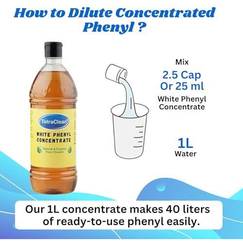 Tetraclean Concentrate Premium Bathroom Floor Cleaner -Advanced Disinfectant And Washroom Floor Stain Remover With Air Freshening Formula | For Home & Commercial Use, 1-Liter - Jasmine, Pack Of 1