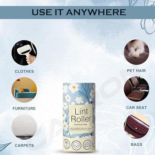 Catron Lint Roller Remover For Clothes | 180 Sheets Value Set Lint Roller With 1 Handle | Reusable Easy-Tear Pet Lint Remover - 3 Refills