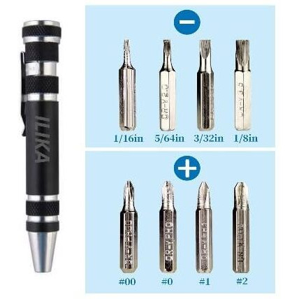 Ilika Mini Screwdrivers Set, 8-In-1, Black