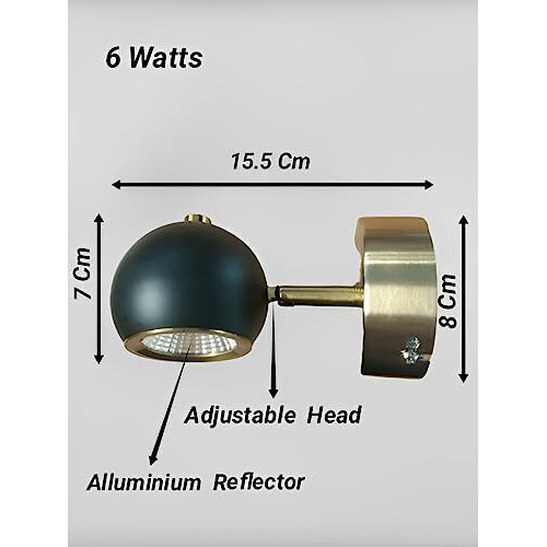 Filliska Led Surface/Spot Light, Black & Gold Finish, Shockproof Alluminium Body & Antiglare Diffuser, Warmwhite (6 Watt Black Gold)