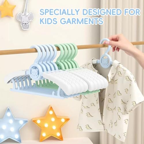 Hasthip 20 Pack Baby Nursery Closet Hangers, Ultra-Thin Non-Slip Laundry Infant Pant Hangers For Newborn Clothes - Colorful Gifts - Adjustable Children Coat Hanger For Girl Boy Toddler Kids Child