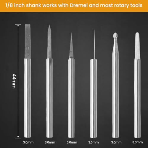 Serplex 6Pcs Carving Bits Detail Carving Bits For Dremel Rotary Tool Engraving Bit Stainless Steel Carving Drill Bit Detailing Engraving Bits Rotary Carving Bits For Diy Wooden Carving Woodworking