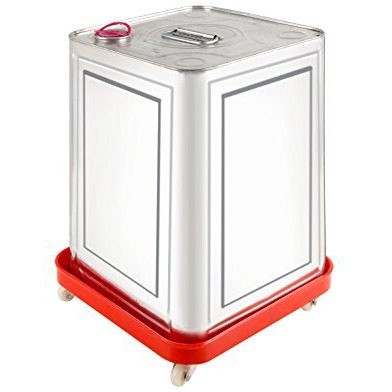 Shravi Kitchenware Stainless Steel Oil Can Trolley Standard Size | Oil Can Stand Oil Can Moving Stand (Red, Fiber Plastic, 20Cm X 20Cm X 9Cm)