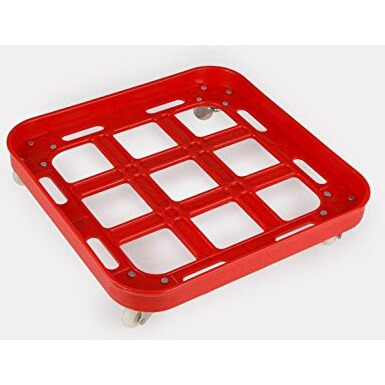Shravi Kitchenware Stainless Steel Oil Can Trolley Standard Size | Oil Can Stand Oil Can Moving Stand (Red, Fiber Plastic, 20Cm X 20Cm X 9Cm)