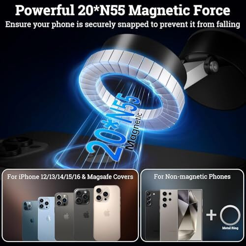 Skycell Magnetic Phone Holder For Car  Magnetic Suction Phone Mount | Magsafe Holder | Magnetic Mobile Holder For Car & Home (Black)