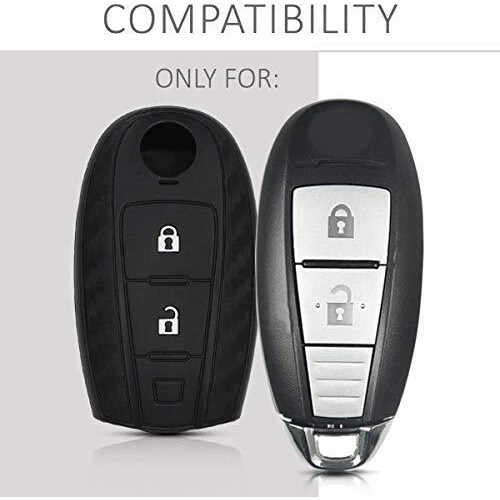 Jvcv Silicone Carbon Fiber Pattern Key Cover Compatible With Maruti Suzuki Baleno Ciaz Vitara Brezza S Cross Swift Ignis And Toyota Urban Cruiser Smart Key (Black)