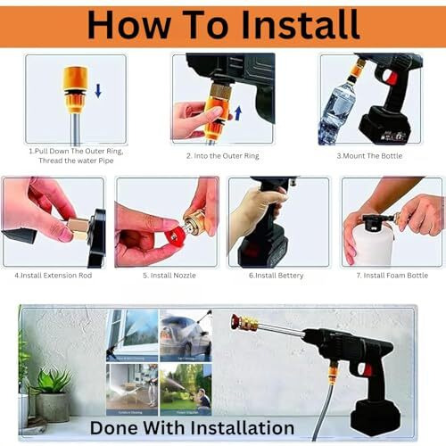 Dadlm (Double Battery) Wireless High Pressure Car Washer&Car Cleaning 48V Rechargeable Electric Pressure Washer Gun Machine Tool For Car,Bike,Gardening With Adjustable 3In1 Nozzle&5M Hose Pipe** (1)