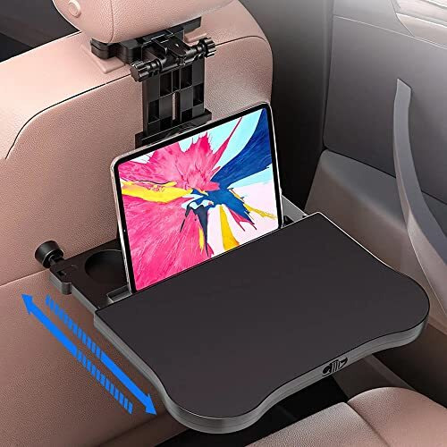 Oshotto Car Back Seat Ft-01 Food Dining & Laptop Tray With Portable Organizer & 360 Degree Rotating Phone/Tablet Holder Compatible With Most Cars