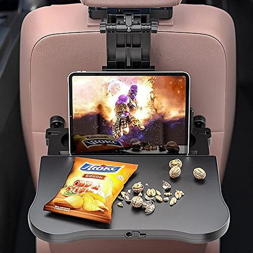 Oshotto Car Back Seat Ft-01 Food Dining & Laptop Tray With Portable Organizer & 360 Degree Rotating Phone/Tablet Holder Compatible With Most Cars