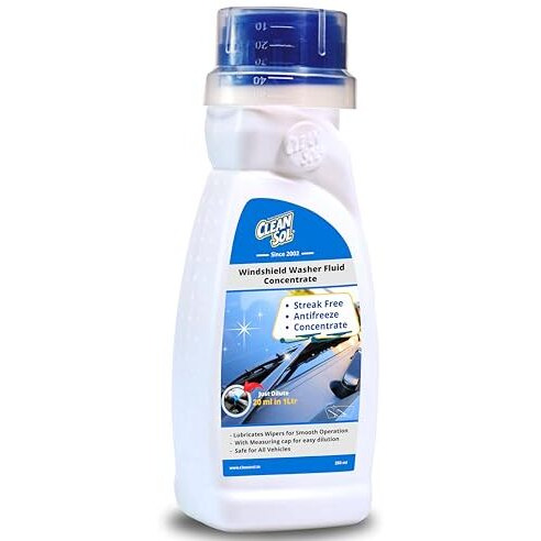 Cleansol Premium Windshield Washer Fluid Concentrate | 20Ml Makes 1L | Anti-Freeze Formula | Streak-Free Shine | Includes Measuring Cap | Safe For All Cars - 250 Ml