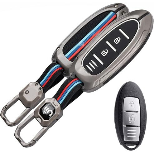 Shopoflux Metal Key Cover Compatible With Nissan Magnite 2 Button Smart Key (Black) (Pack Of 1)