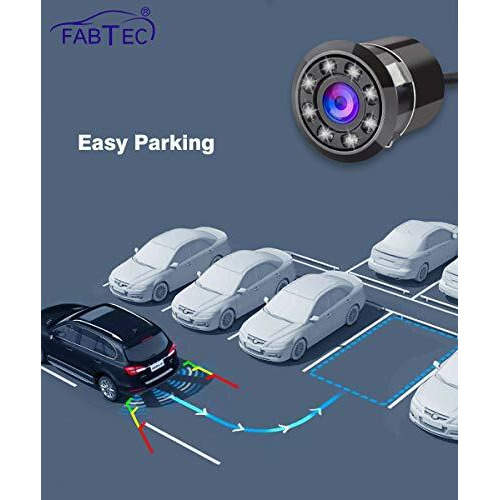 Fabtec 8 Led Car Rear View Reverse Parking Backup Camera For All Cars, 170 Wide Angle, Ip67 Resistance (Drill Type Bumper Camera) (Ahd/Ccd Vision)