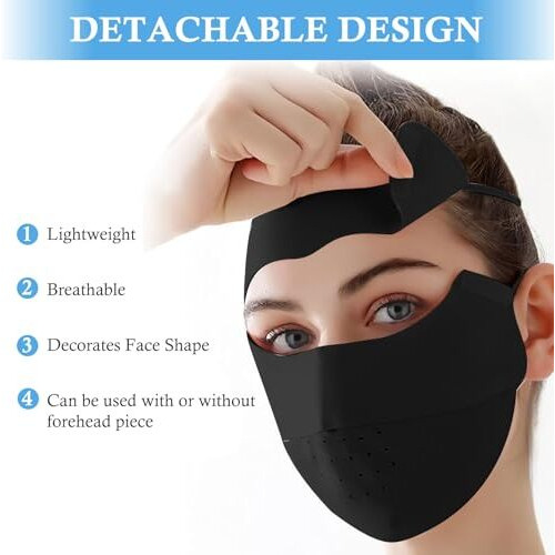 Coolshef Sun Protection Face Mask For Women, Cover For Cycling, Reusable Ice Silk Cooling Uv Shield, Breathable Summer Gear For Outdoor Running Hiking - Black