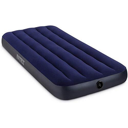 Intex Polyvinyl Chloride (Pvc) Air Lock Single Inflatable Bed (Blue) With Air Pump