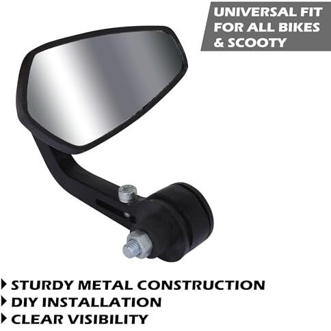 Grandbiker Motorcycle Bar End And Rear View Battle Mirror For Bike Dominar Pulsar 200 Ns Re Classic Thunderbird Continental Gt/Duke Rc / R15 V3 V4 Fz/Ntorq (Star Shape)