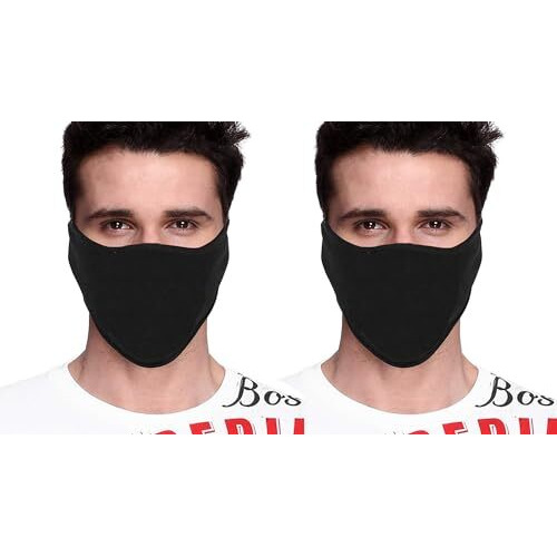 Primebox Men Pro Cotton Fabric Bike Riding Washable Reusable Dust Protection Cover Face Mask For Men Women Balaclava Neck Gaiter Pack Of 2Pcs Mask (Mask-Ninja-Plain-2Pcs)
