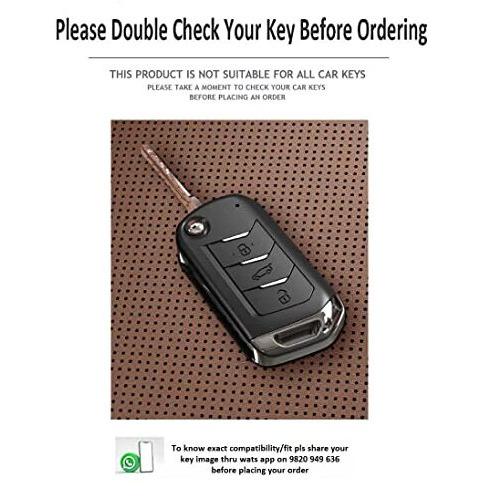 Jvcv Soft Handmade Lychee Pattern Leather Key Cover Compatible With Mahindra Xuv 700, 3Xo, Thar, Marazzo, Bolero, Scorpio, Scorpio N, Xuv 300, Xuv 400 Ev Thar Roxx 3 Button Flip Key (Brown)