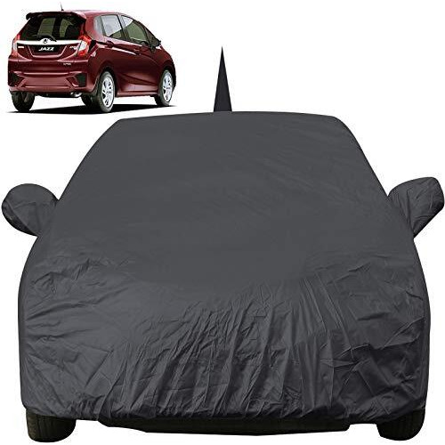 Jazz Dustproof Car Cover With Mirror & Antenna Pockets, Grey Color, Taffeta Polyster,Triple Stitched, Compatible With Honda Jazz Car Cover (2015 To 2024), Jazz Car Accessories