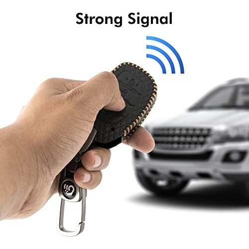 Shopoflux Leather Key Cover Compatible With Hyundai Alcazar And Creta 2021 2022 2023 Car 4 Button Smart Key (Black)