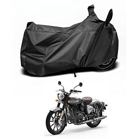 Auto Hub Waterproof Bike Cover Compatible With Re Classic 350 With Mirror Pocket, Classic 350 Waterproof Bike Cover- Zed Black - 1 Unit