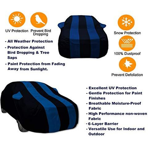 Auto Hub Car Cover Compatible With Jazz Old (Model  2013-2019) With Mirror Pockets, Triple Stitched, Water Resistant Car Body Cover, Navy, Blue
