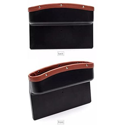 Augen Car Console Side Storage Organizer Seat Gap Filler Leather Pu Pockets Card Mobile Holder Storage Box (Brown)(Pack Of 2)
