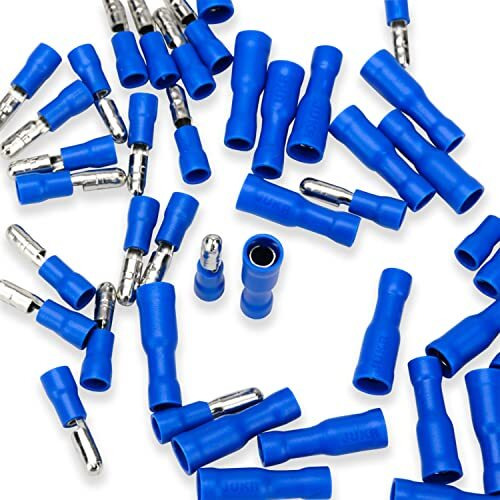 Jukr Detachable Insulated Male Female Electronic Electrical Bullet Solderable Wire Cable Connector Terminals For Car Bikes Automobile Connectors, Students Diy Projects (Blue - 20 Male + 20 Female)