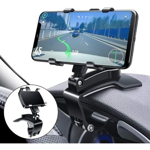Qzcqllm Car Phone Mount, Rotating Dashboard Clip Cell Phone Holder, 360-Degree Rotation Mobile Clip Stand For 4 To 7 Inches Smartphones