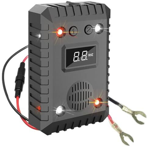 Hasthip Ultrasonic Car Rat Repellent For Automobiles, Home With Strobe Light, Dual Power Supply Rodent Repeller For Protects Wires, Waterproof Rat Repellent