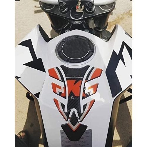 Detachi Bike Tank Pad Sticker With Fuel Cap Compatible With All Ktm Duke/Rc 125/200/390 (Carbon & Orange 04) (Epoxy Material)