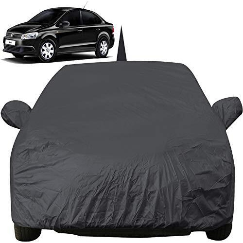 Autofact Car Body Cover For Volkswagen Vento With Mirror And Antenna Pocket (Light Weight, Triple Stitched, Heavy Buckle, Bottom Fully Elastic, Grey)