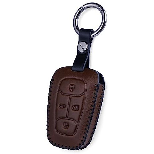 Jvcv Car Styling Soft Handmade Leather Key Cover Compatible With Tata Nexon, Harrier, Tiago Ev, Altroz, Tigor, Safari, Nexon Ev, Punch, Punch Ev 4 Button Smart Key (Brown)