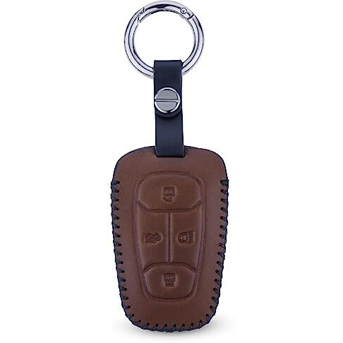 Jvcv Car Styling Soft Handmade Leather Key Cover Compatible With Tata Nexon, Harrier, Tiago Ev, Altroz, Tigor, Safari, Nexon Ev, Punch, Punch Ev 4 Button Smart Key (Brown)