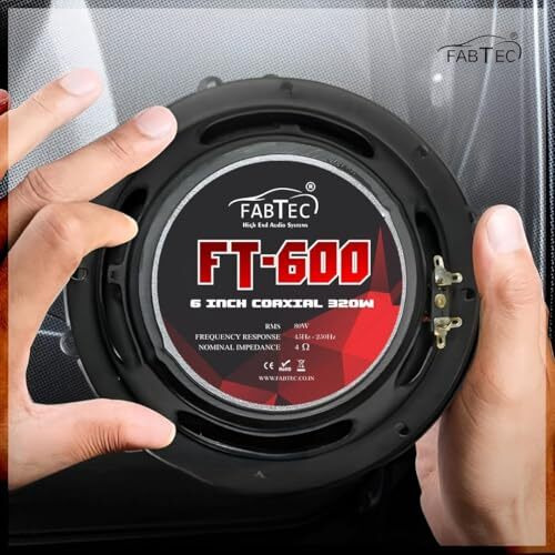 Fabtec 6Inch Coaxial 3Way Speaker For Car 320W Peak Power Bass Woofer 4Ohm Black(Set Of 2)