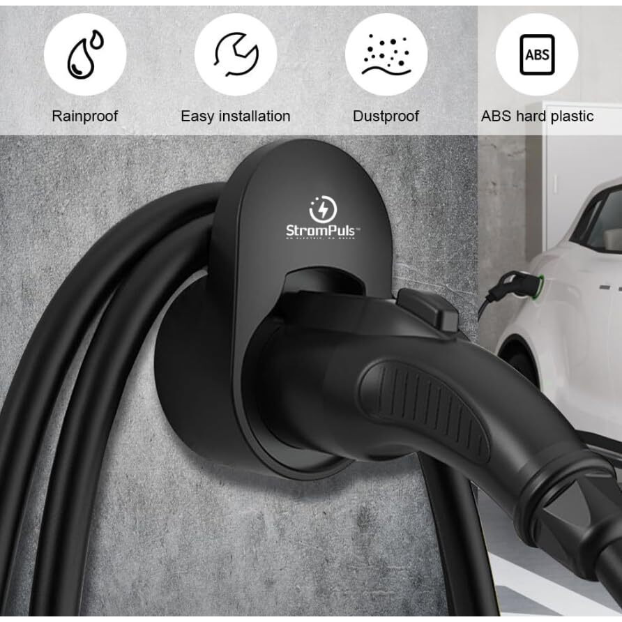 Strompuls Ev Charging Cable Holder With Wall Socket/Holster (Rugged, Water Resistant & Easy Installation) (Charging Cable Holder)