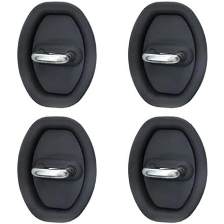 Shreesamp 4 Pcs Door Latch Lock Cover Silicone Guard Car Decorations & Protects Latches Protector Accessories For Most Of Vehicles, Absorbing Protective Rubber Pads For Enhanced (Black)