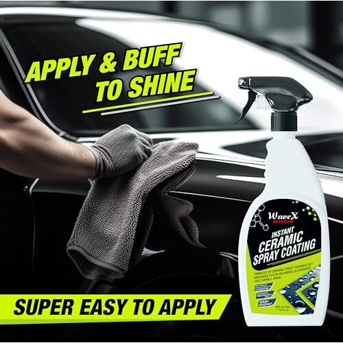 Wavex Instant Ceramic Coating For Car - 650Ml With Microfiber Cloths & Applicator Pad Easy To Apply  Just Spray And Wipe  Super Hydrophobic, Extreme Gloss, Smoothness And Protects Paint
