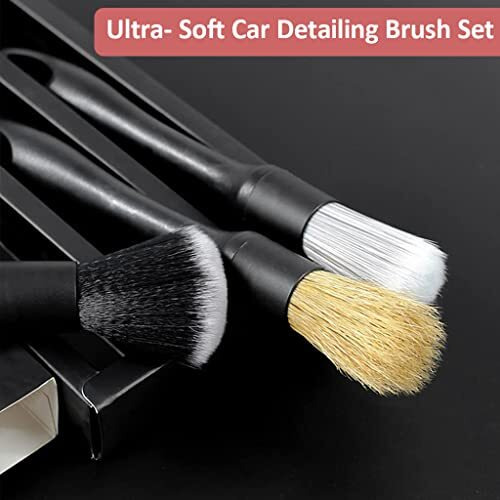 3Pcs Car Cleaning Brush, Car Detailing Brush Set With Box, Car Duster Brush Chain Cleaning Brush Soft Bristle Cleaning Brush For Car Interior, Dashboard, Wheel, Window, Keyboard, Air Conditioner, Gap