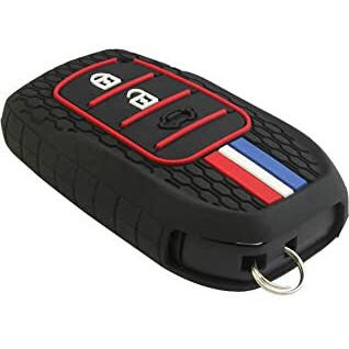 Keyzone Striped Silicone Key Cover Compatible For Toyota Innova Crysta, Innova Hycross, Land Cruiser, Fortuner, Fortuner Legender, Camry, Hilux Smart Key (Black)
