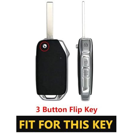 Shopoflux Metal Key Cover Compatible With Kia Seltos Hte,Syros 3 Button Flip Key (Black)